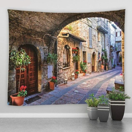 Rustic Street and Arch Garden Tapestry - Clover Online