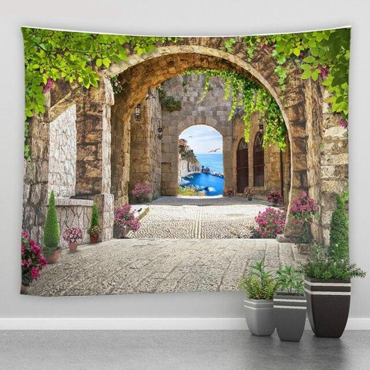 Archway Alley To The Sea Garden Tapestry - Clover Online