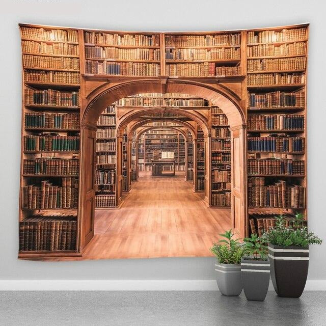 Library Bookshelf Bookstore Garden Tapestry - Clover Online