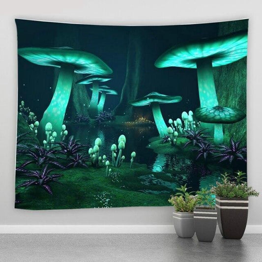Glowing Toadstool Fantasy Garden Tapestry - Clover Online