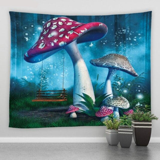 Giant Mushroom Fantasy Style Garden Tapestry - Clover Online