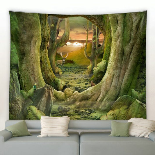 Woodland Tree Sunset Garden Tapestry - Clover Online