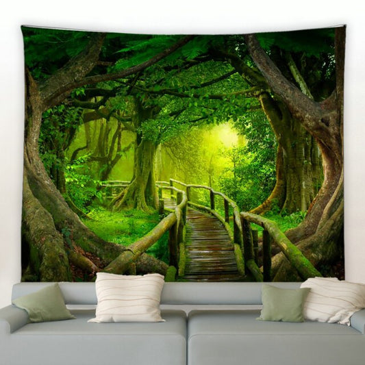 Mystical Woodland Bridge Garden Tapestry - Clover Online