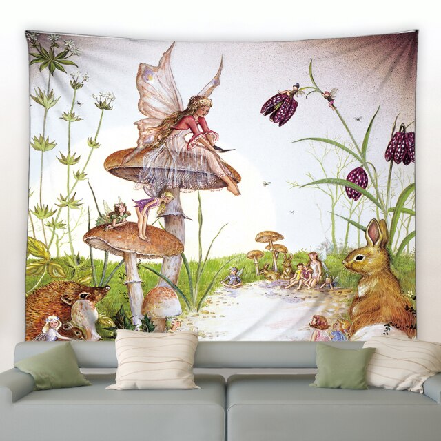 Fairy and Woodland Creatures Garden Tapestry - Clover Online