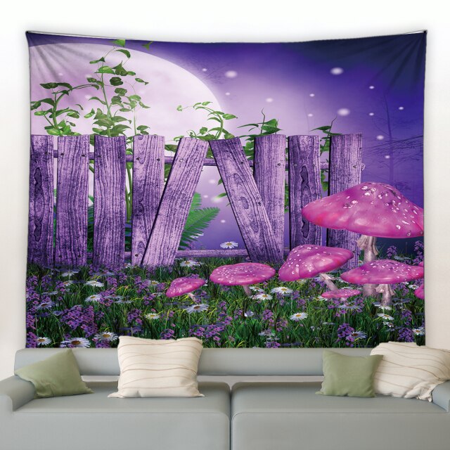 Purple Fence Fantasy Style Garden Tapestry - Clover Online