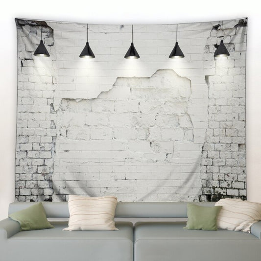 White Brick Wall With Printed Lights Garden Tapestry - Clover Online