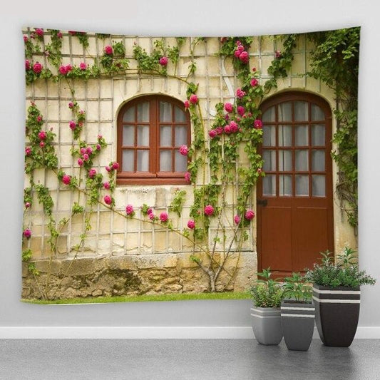 Brown Window And Door Garden Tapestry - Clover Online