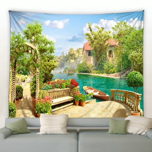 Riverside Balcony Garden Tapestry - Clover Online