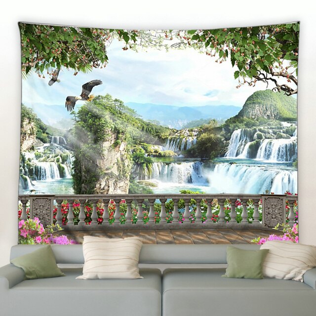 Soaring Bird Balcony Waterfall Garden Tapestry - Clover Online