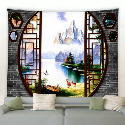 Mountain View Moongate Garden Tapestry - Clover Online
