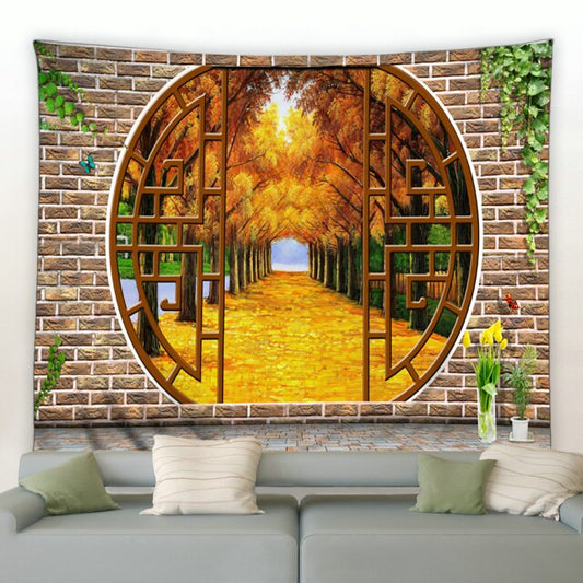 Autumnal Moongate Garden Tapestry - Clover Online