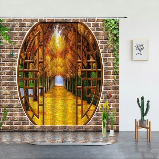 Autumnal Moongate Garden Shower Curtain - Clover Online