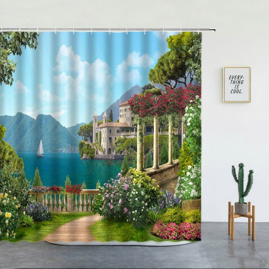 Mountain and Sea View Garden Shower Curtain - Clover Online