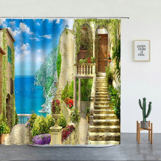 Hilltop Staircase Garden Shower Curtain - Clover Online
