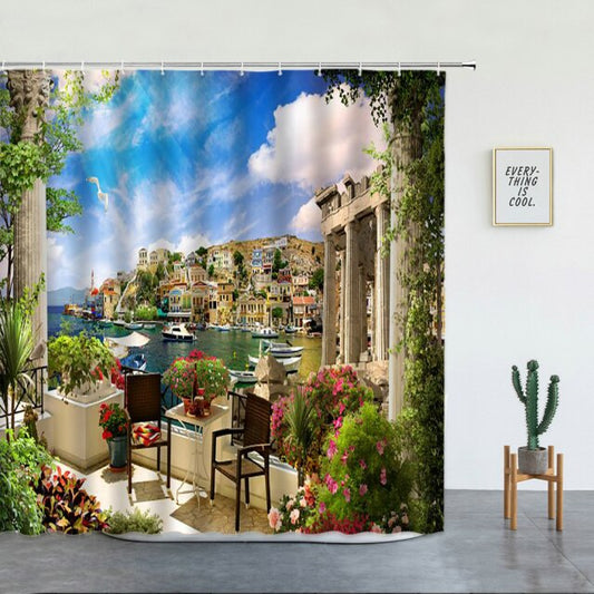 Seats With A View Garden Shower Curtain - Clover Online