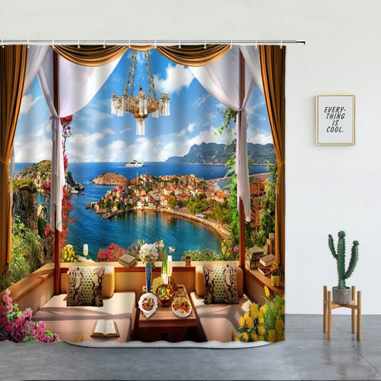 Dinner With a View Garden Shower Curtain - Clover Online