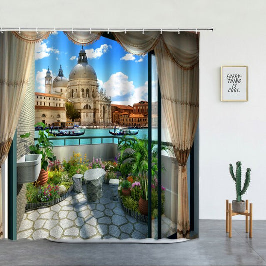 Italian View Style Garden Shower Curtain - Clover Online
