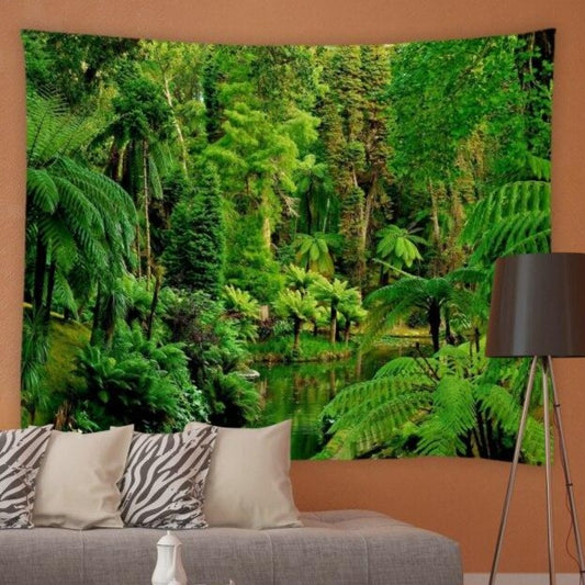 Green Jungle Style Garden Tapestry - Clover Online