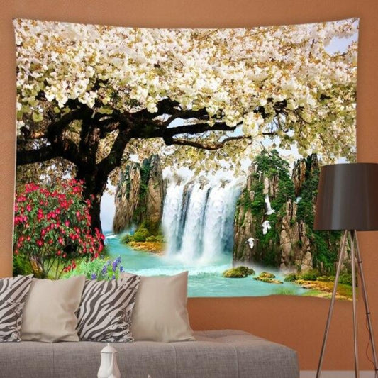 Blossom Tree Waterfall Garden Tapestry - Clover Online