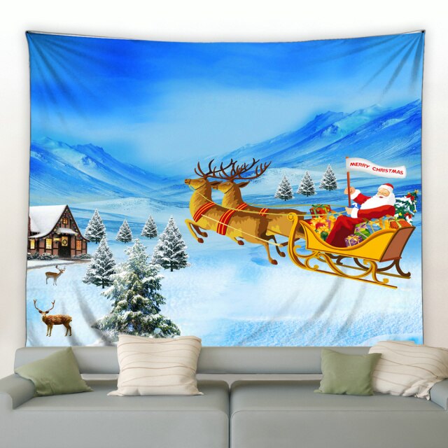 Flag Flying Sleigh Christmas Tapestry - Clover Online