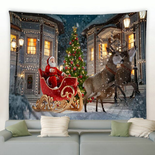 Street Flying Santa Christmas Tapestry - Clover Online