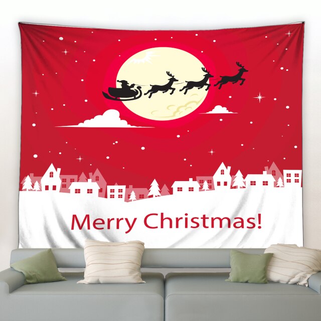 Red Sky Moon Christmas Tapestry - Clover Online