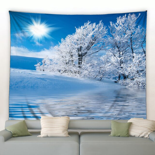 Winter Snowy Lake Garden Tapestry - Clover Online