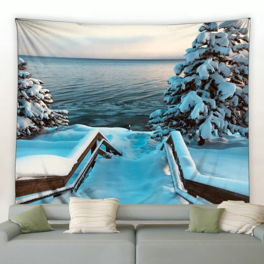 Winter Lake Steps Garden Tapestry - Clover Online
