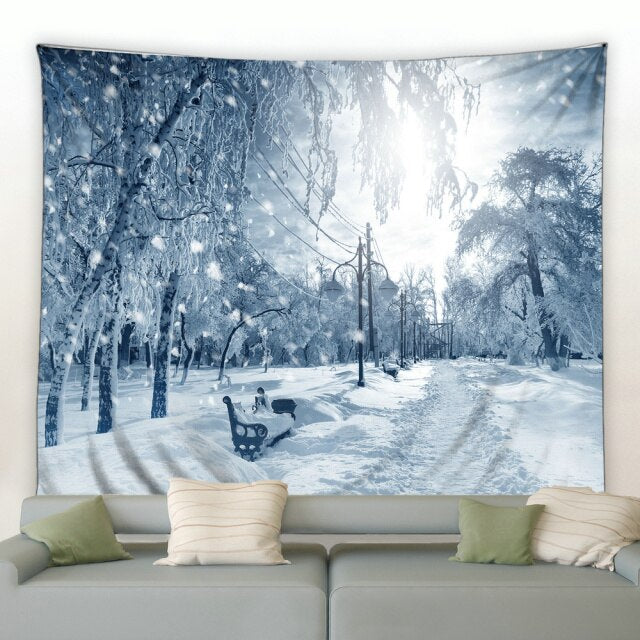 Winter Bench Garden Tapestry - Clover Online