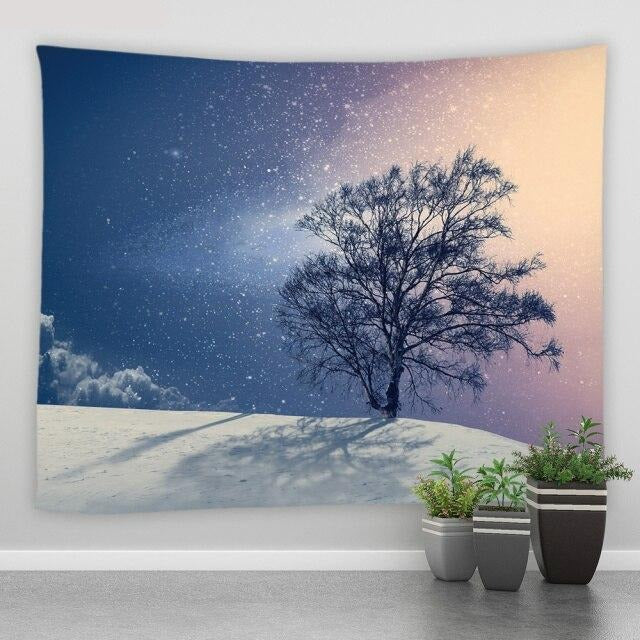 Tree with Starry Background Winter Garden Tapestry - Clover Online