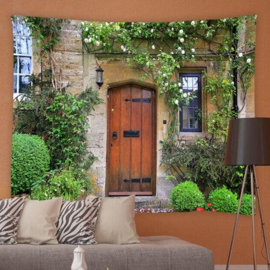 Wooden Door Garden Tapestry - Clover Online