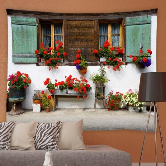 Rustic Shutters and Plants Garden Tapestry - Clover Online