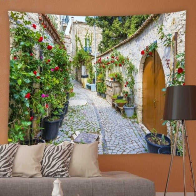 Alley with Roses Garden Tapestry - Clover Online