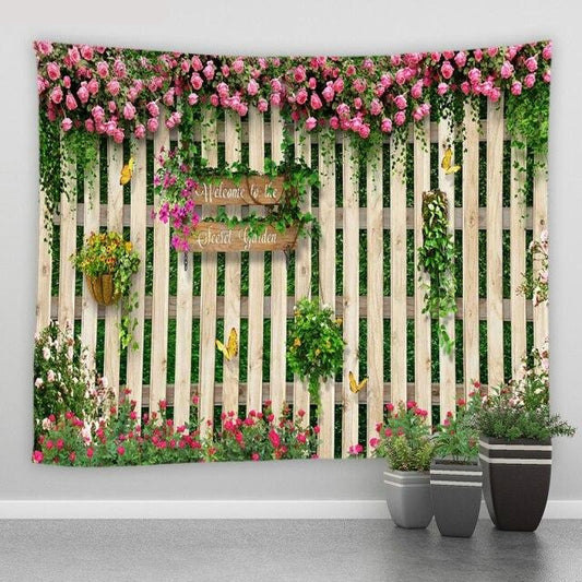Fence Seed Garden Tapestry - Clover Online
