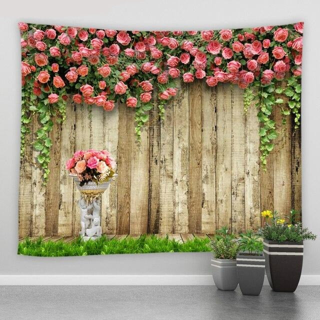 Fence And Flowers Style Garden Tapestry - Clover Online
