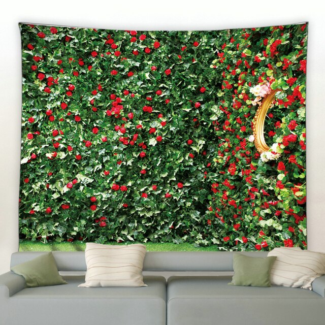 Red Flower Wall Cover Garden Tapestry - Clover Online