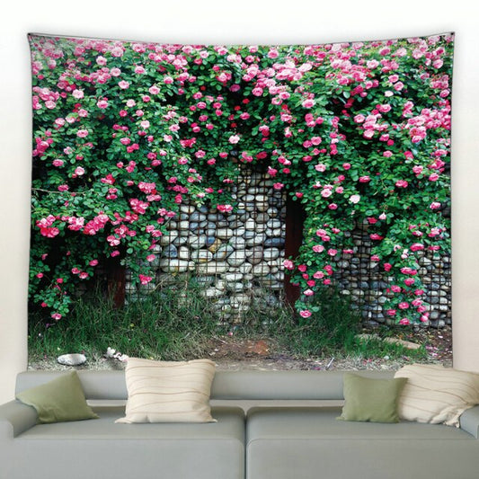 Pink Rose Wall Cover Garden Tapestry - Clover Online