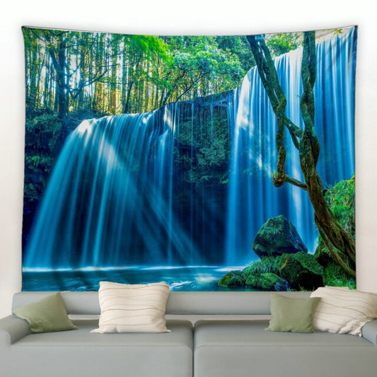 Wide Jungle Waterfall Garden Tapestry - Clover Online