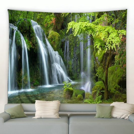 Tree Lined Woodland Waterfall Garden Tapestry - Clover Online