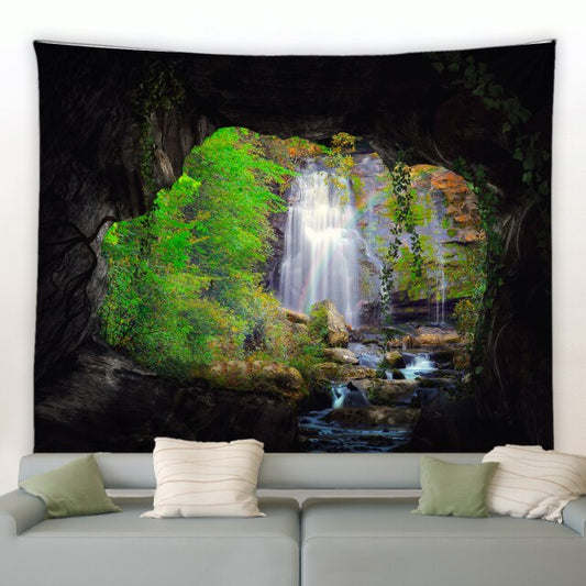 Cave Waterfall Garden Tapestry - Clover Online