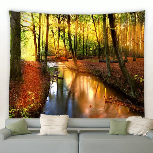 Autumn Woodland Stream Garden Tapestry - Clover Online