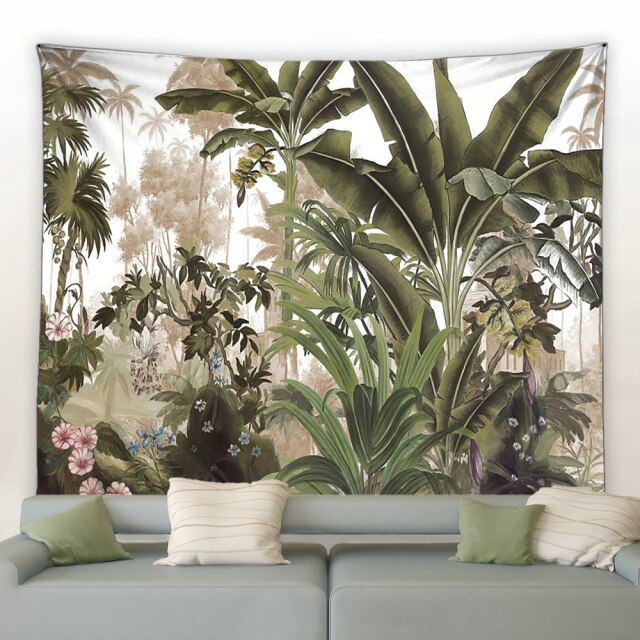 Tropical Plants and Leaves Garden Tapestry - Clover Online