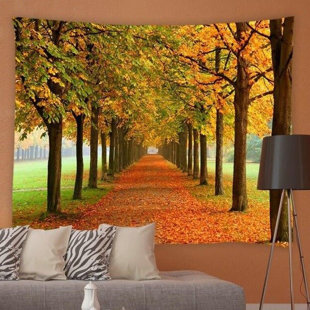 Golden Autumn Walkway Garden Tapestry - Clover Online
