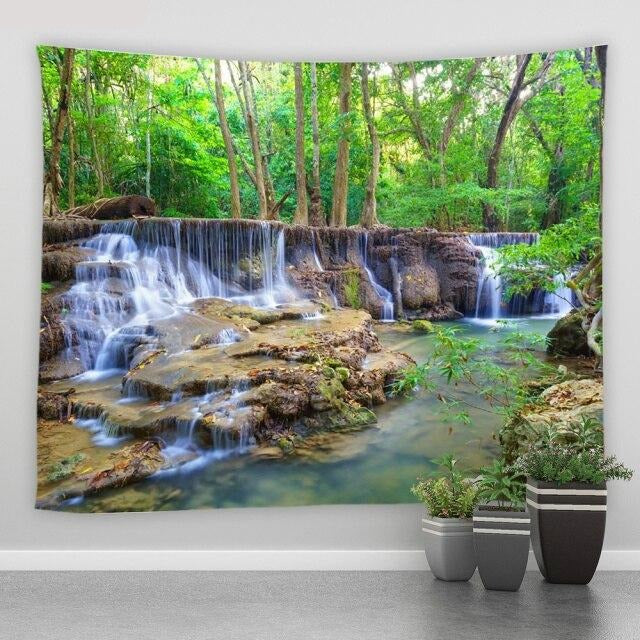 Woodland Waterfall Garden Tapestry - Clover Online