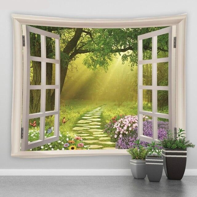 Window To Secret Garden Tapestry - Clover Online
