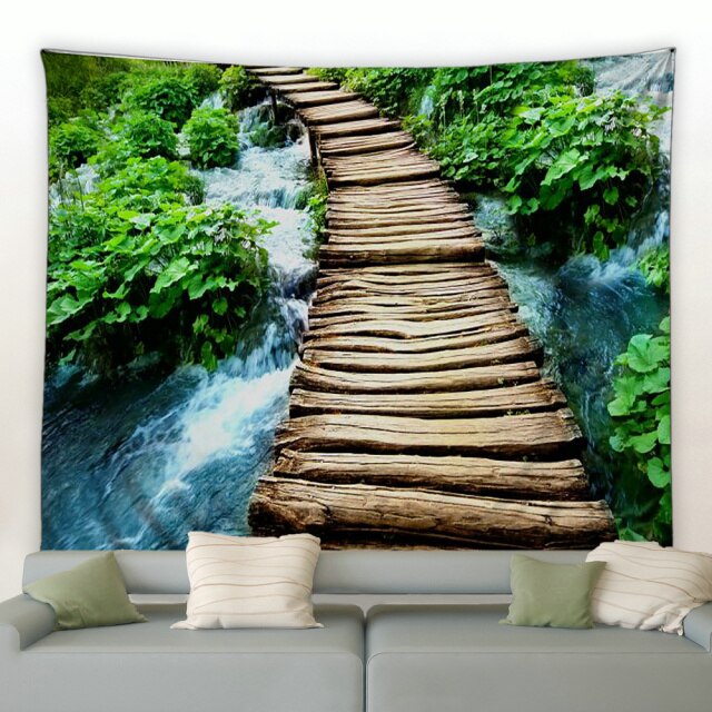 Bridge Over Flowing Water Garden Tapestry - Clover Online
