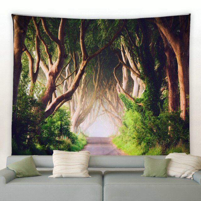 Enchanted Tree Lined Road Garden Tapestry - Clover Online