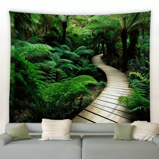 Wooden Deck Walkway Forest Garden Tapestry - Clover Online