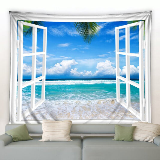 Blue Sea Window Garden Tapestry - Clover Online
