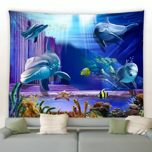 Underwater Ocean Dolphin Garden Tapestry - Clover Online
